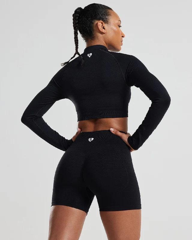 Define Seamless Crop Zip Jacket | Black