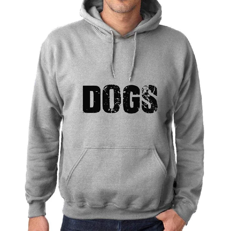 Unisex Printed Graphic Cotton Hoodie Popular Words DOGS Grey Marl