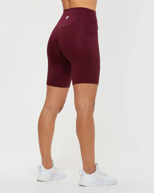 Essential Cycling Shorts with Pockets | Dark Cherry