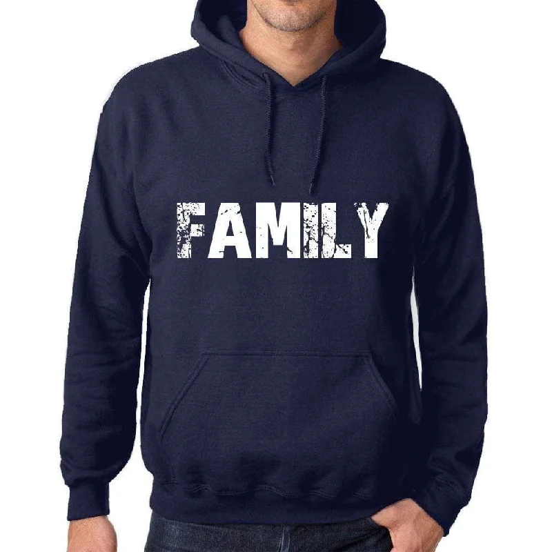 Unisex Printed Graphic Cotton Hoodie Popular Words FAMILY French Navy