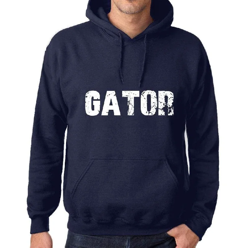 Unisex Printed Graphic Cotton Hoodie Popular Words GATOR French Navy