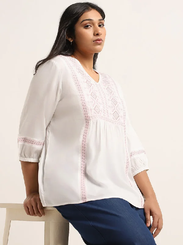 Gia White Embroidered Blouse