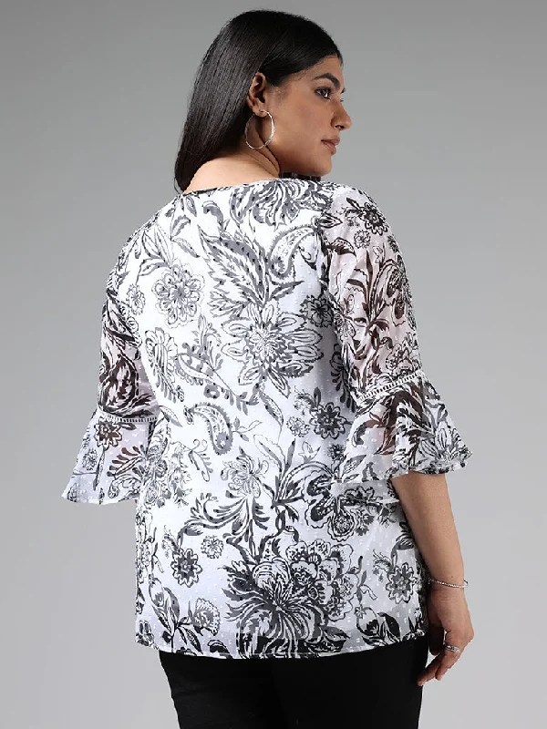 Gia White Floral Printed Top