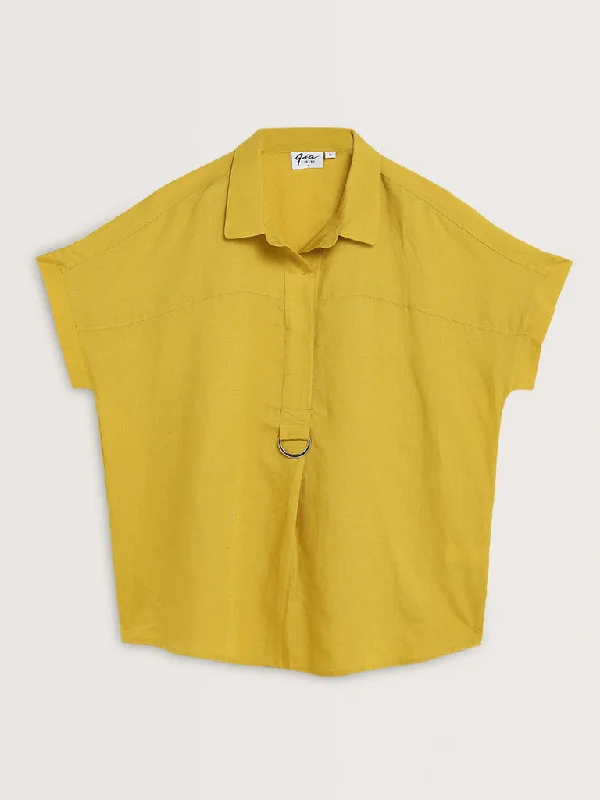 Gia Yellow Buckle-Detailed Blouse