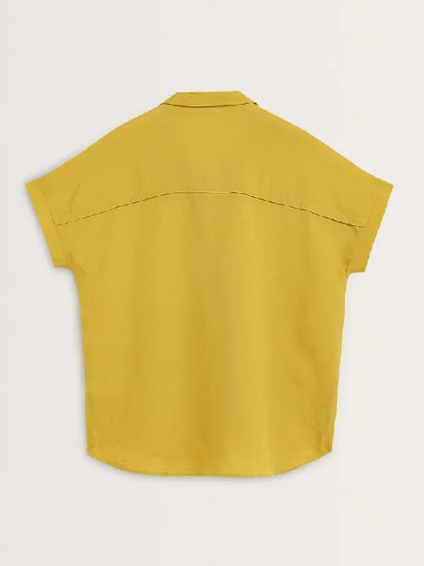 Gia Yellow Buckle-Detailed Blouse