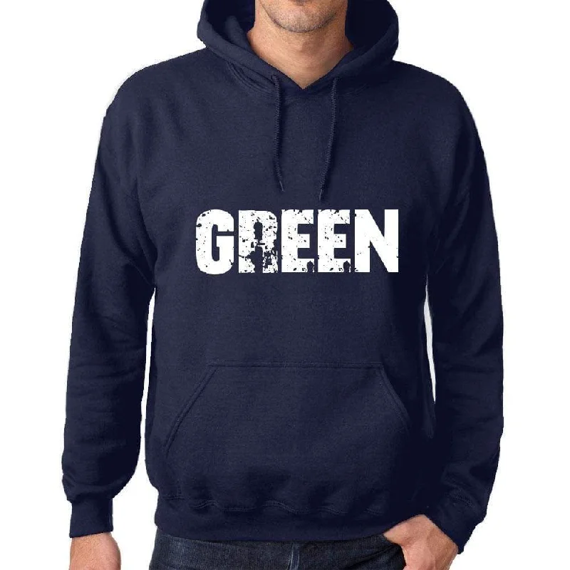 Unisex Printed Graphic Cotton Hoodie Popular Words GREEN French Navy