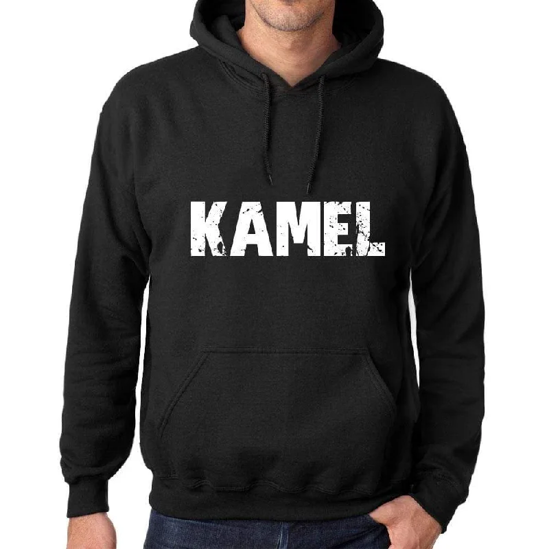 Men's Women's Unisex Printed Graphic Cotton Hoodie Soft Heavyweight Hooded Sweatshirt Pullover Popular Words KAMEL Deep Black