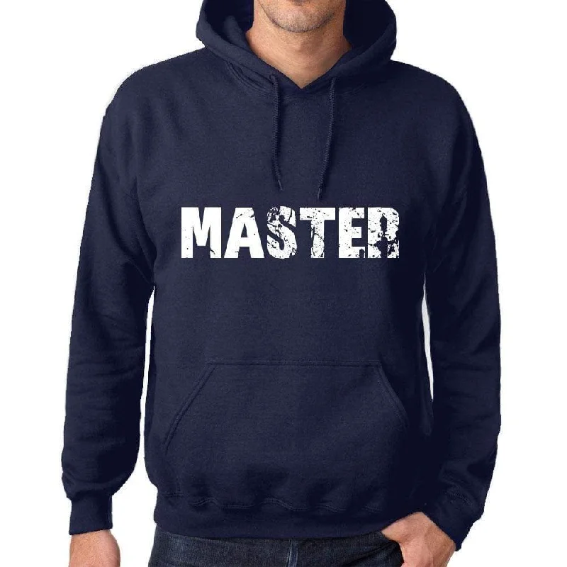 Unisex Printed Graphic Cotton Hoodie Popular Words MASTER French Navy