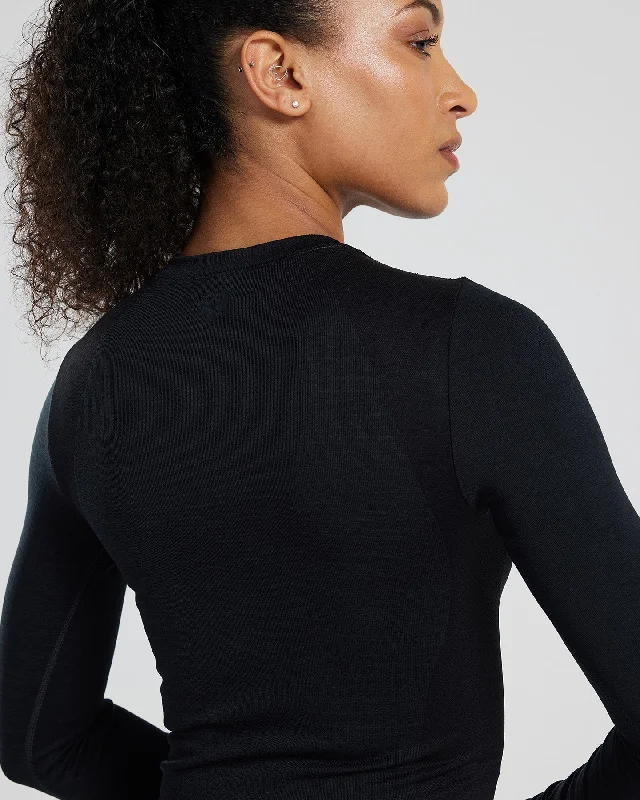 Motion Seamless Long Sleeve Midi Top | Black