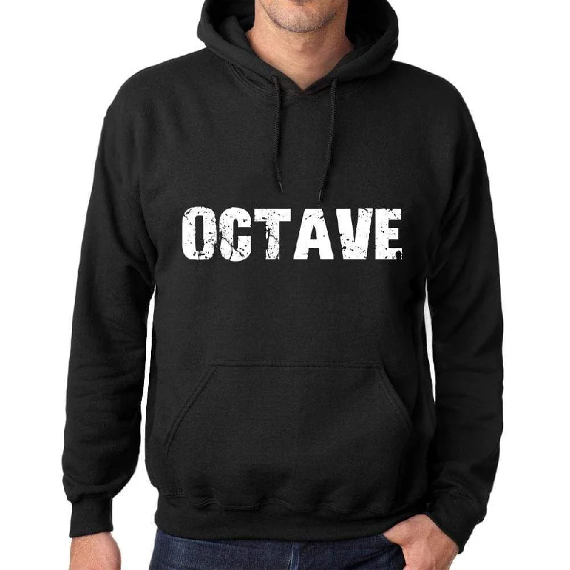 Men's Women's Unisex Printed Graphic Cotton Hoodie Soft Heavyweight Hooded Sweatshirt Pullover Popular Words OCTAVE Deep Black