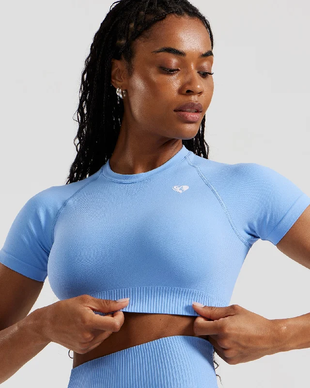 Power Seamless Short Sleeve Crop Top | Cornflower