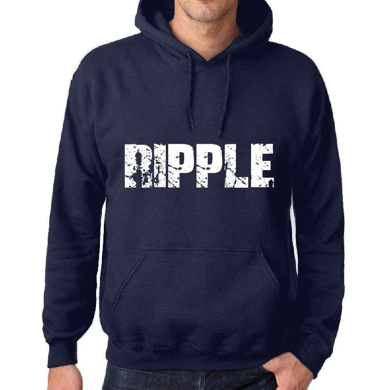 Unisex Printed Graphic Cotton Hoodie Popular Words RIPPLE French Navy