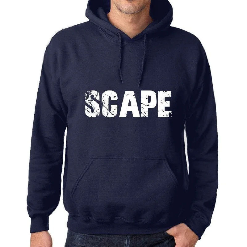 Unisex Printed Graphic Cotton Hoodie Popular Words SCAPE French Navy