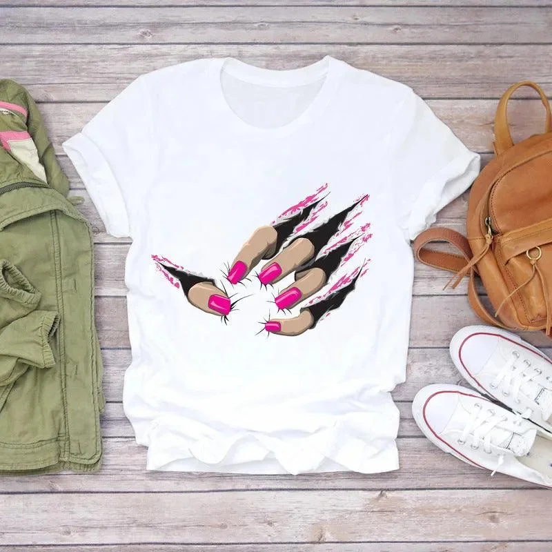 Summer Nails Nail Art Make Up 90s Ladies T-Shirts