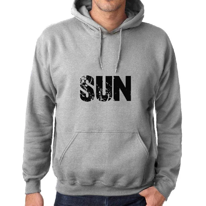 Unisex Printed Graphic Cotton Hoodie Popular Words SUN Grey Marl