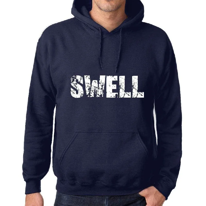 Unisex Printed Graphic Cotton Hoodie Popular Words SWELL French Navy